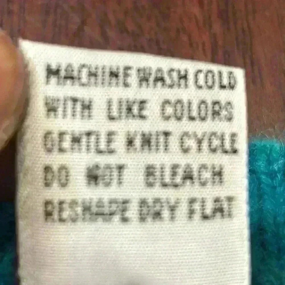 Vintage 80s Sweater Geometric Bright Teal Ramie/Cotton Cable Knit Sweater Large - Picture 8 of 14